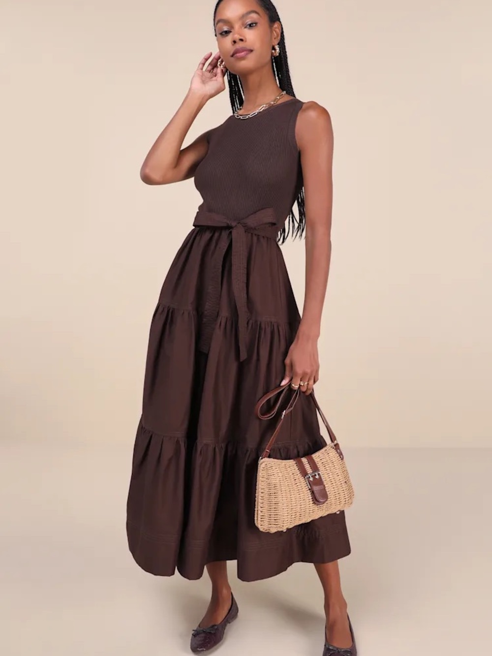 Moon river tiered midi dress